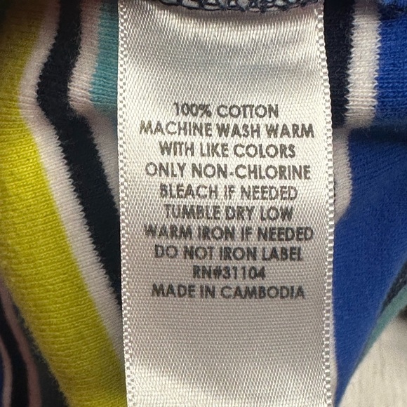 Kim Rogers Women’s Small Striped 3/4 Sleeve Cotton Top Blue Green - Picture 7 of 7